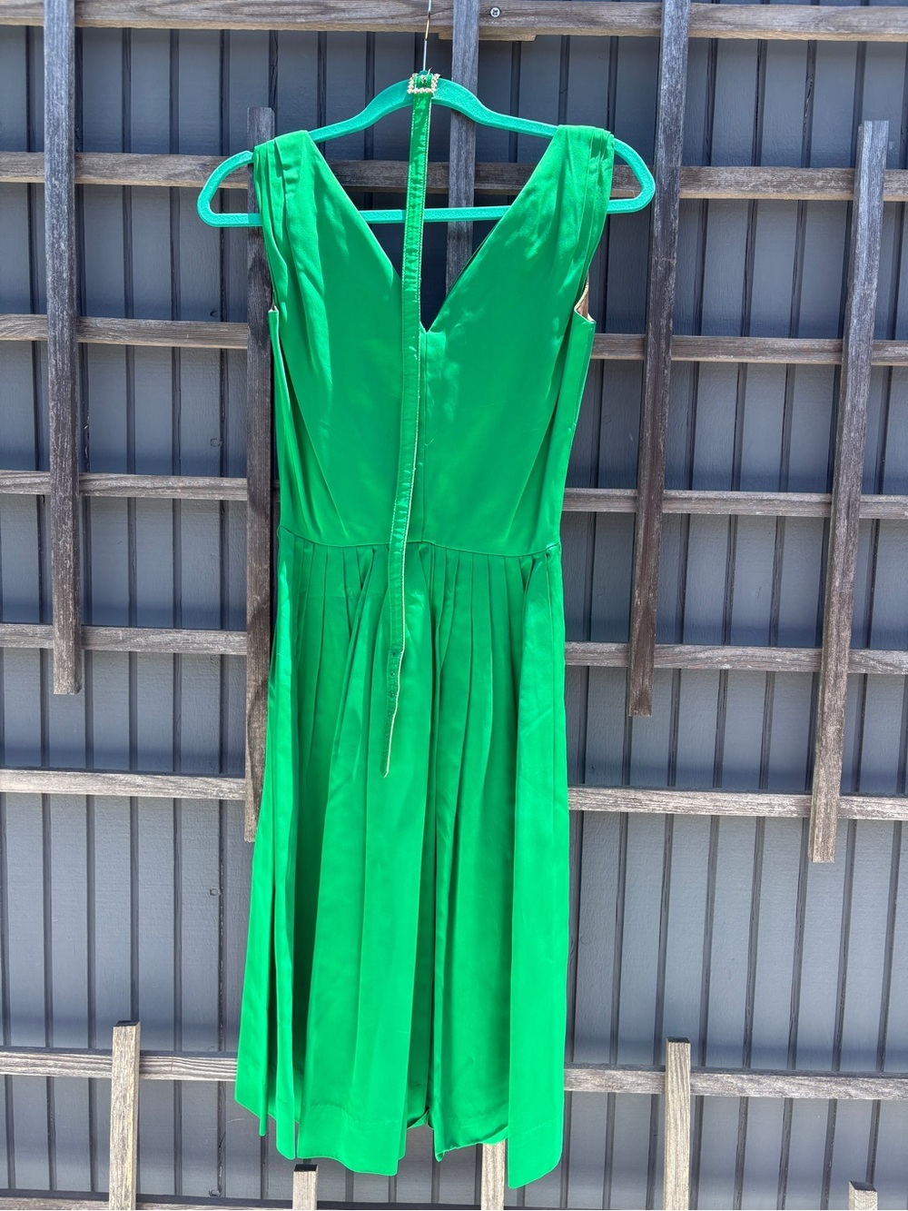 1950s Emerald Green Satin Party Dress